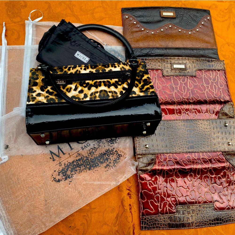 Miche satchel set: base, removable organizer, 3 magnetic covers & 3 mesh bags!